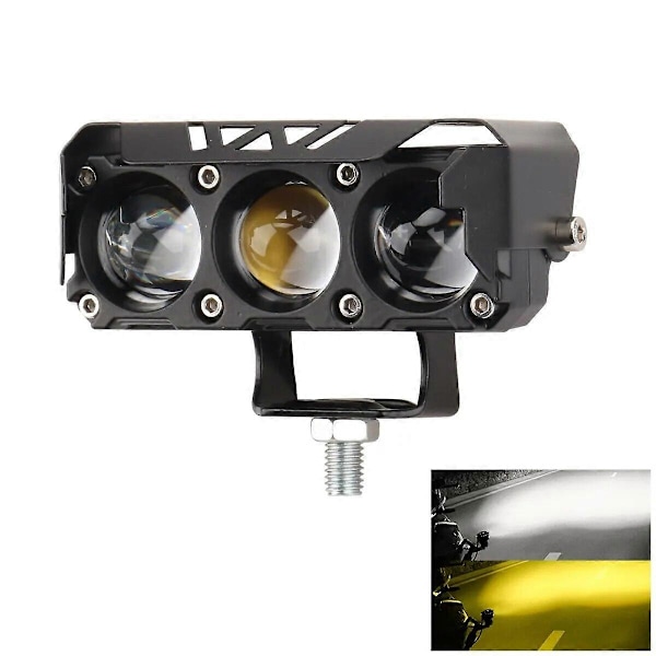 Bil Arbejdslys Motorcykel LED Dobbelt Farve Mini Linse Forlygte Kørelys Tågeforlygter Motorcykel Forlygter SUV UTV Spotlight db white yellow