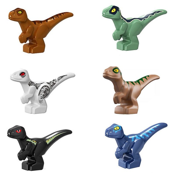 Jurassic Dinosaur Byggesteiner Deler Baby Dinosaur Tyrannosaurus Velociraptor Barneleker db 6pcs