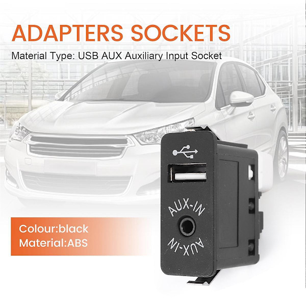 Bil USB AUX In Stik Ekstra Indgang Socket Adapter til E81 E87 E90 F10 F12 E70 X4 X5 X6 db black