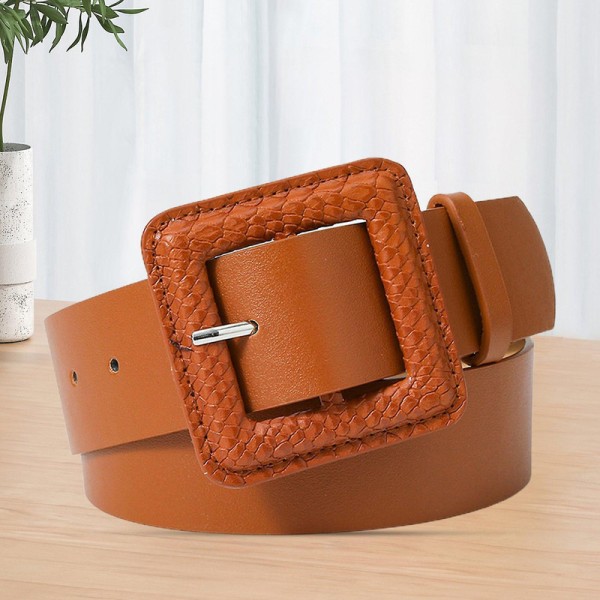 Kvinde Bælte Justerbar Bredt Bånd Vintage Match Tøj Kunstlæder Sweater Talje Strop db Purple