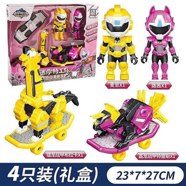 Mini Force Agent Skootr Muutos Super Dinosaurus Voima Lelut Toimintahahmot Miniforce X Muodonmuutos Mecha Robot Lapsille Lahjat Db pink4pcs no box