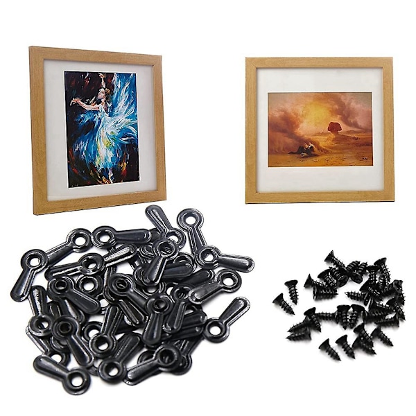 Ramme Svingknapp Festesett, 100 STK Ramme Bakklipp Bilde Ramme Jernvareklipp [DB] black