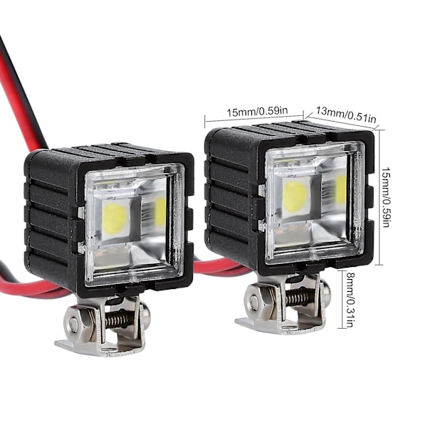 Injora LED-lys, lyse forlygter, projektør til 1/10 RC Crawler-bil Trx4 Trx6 Axial Scx10 90046 Wraith Rr10 Vs4-10 Redcat Gen8 [DB] Square 2LED