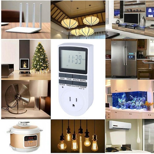 Stor LCD-skjerm Smart Socket Hjem Rom Elektronisk Spar Energi Betjen Instrument[DB] US Plug