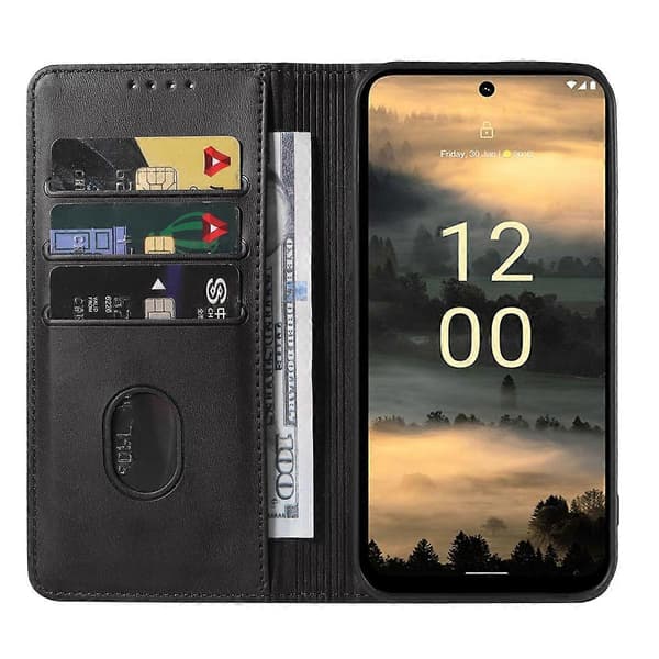 Mobilskal i läder för Nokia C21 Plus [DB] Black