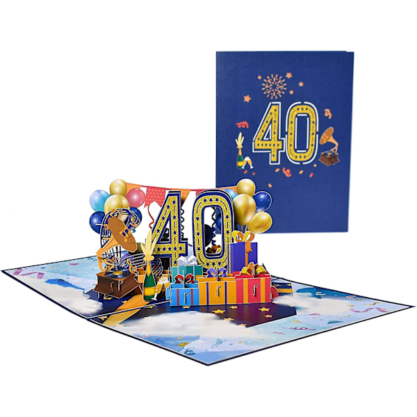 40 Vuotias 3D Syntymäpäiväkortti - Käsintehty Syntymäpäiväkortti - 18 Vuotias Syntymäpäiväkortti - Kirjekuorella Perheelle, Naisille, Miehille, Äidille, Ystäville {Db}