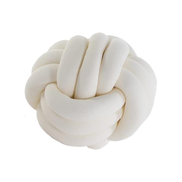 Knot Ball Throw Pillow, Rundt Knutet Plysj Pynte Pute For Preppy DB White 27CM