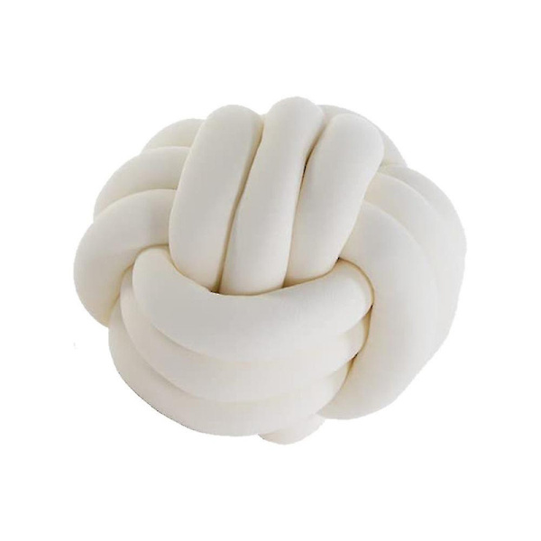 Solmu pallo tyyny, pyöreä solmittu pehmo tyyny koristetyyny Preppy DB White 20CM