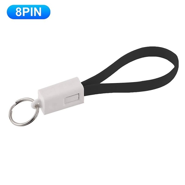 Laddarkabel Säker Snabbladdning Bärbar 8-stifts Micro USB Type-c multifunktionell datasladd för Ios Jikaix Black Plug for iPhone