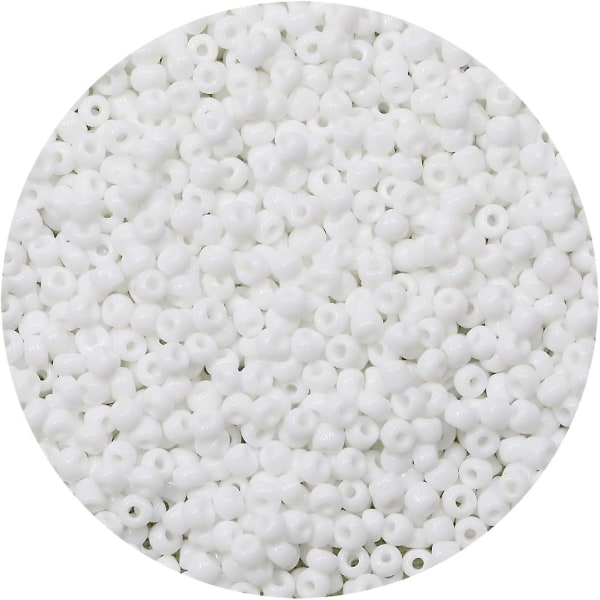 Ugjennomsiktige hvite 4 mm frøperler - Glass Craft Perler (1200 stk)