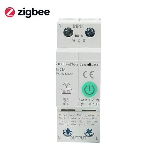 Zigbee Intelligent Circuit Breaker Trådlös mobilapp Fjärrstyra hemautomationsutrustning med röststyrningsfunktion {DB} MultiColor 2P 63A with metering CBC