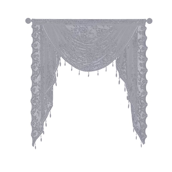 Sort Perlebesat Lace Vandfald Gardinpanel Let og Åndbar Nem Installation Luksuriøs Lille Vindue Halvgennemsigtig Swag Vandfald Gardinpanel Db Grey S