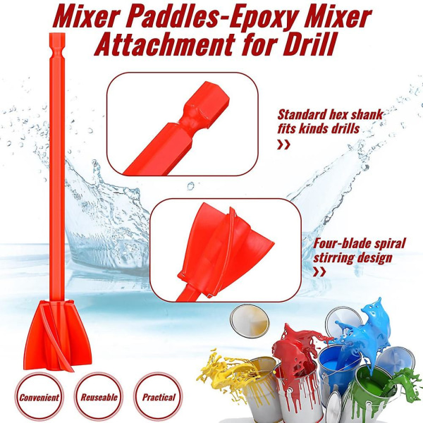 12 stk. Epoxy Mixer Tilbehør Til Boremaskine Helix Maling Mixer Genanvendelig Resin Mixer Maling Omrørere Dr [DB] Red