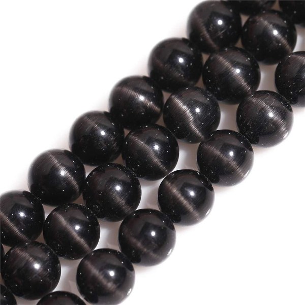 4 mm sorte katteøje runde ædelstensperler: Løse halvædle perler til smykkefremstilling