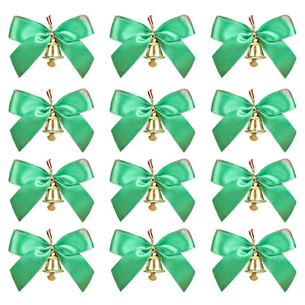 Julebånd for gaveinnpakking Forhåndslagde glitter mini juletrær med bjeller Twist Tie Bånd for godteriposer Forhåndsbundet små b [DB] green