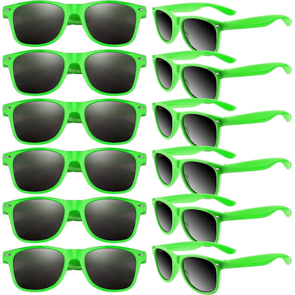 12 Pak Solbriller Neon Farver Solbriller Fest Favorer Goody Bag Fyld Bulk til Fødselsdagsfest Strand Pool Party, 12 Farver{ DB} Green