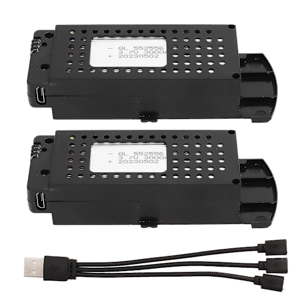 S6 G6 -lennokkien RC-lentokoneen 2 kpl 3,7 V 3000 mAh litiumakku 3-in-1-kaapelilla - kannettava RC-akun vaihto {DB}