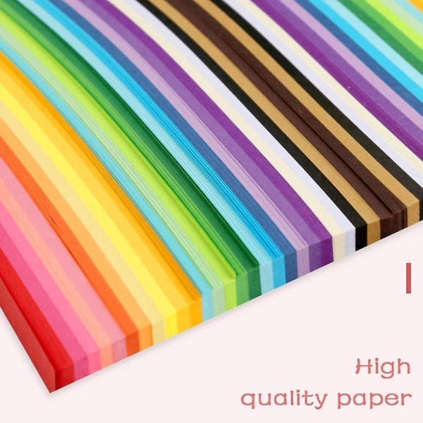 1030 ark Star Origami-papper: Dubbelsidiga enfärgade pappersremsor för hantverk