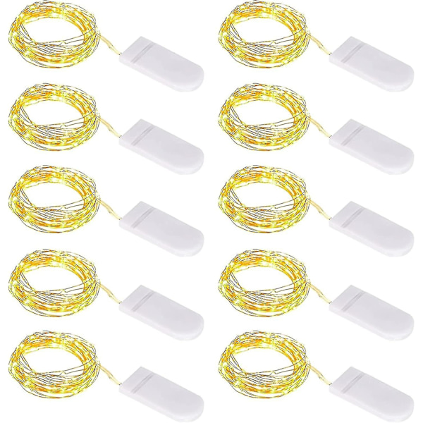 10 stk. LED-lyskæde batteri, lyskæde lille med batteri, 1m 10 mikro [DB]