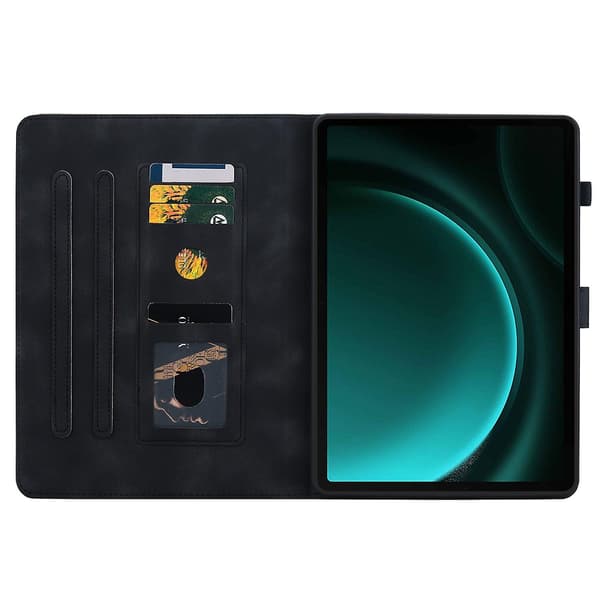 Præget læderetui til Samsung Galaxy Tab S9 / S9 FE [DB] Black