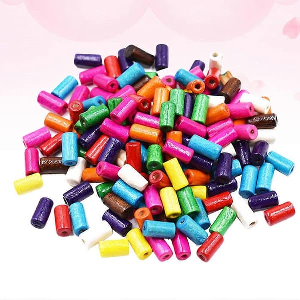 DIY Färgade Träpärlor Cylindriska Pärlor för Pyssel 2-pack[DB]