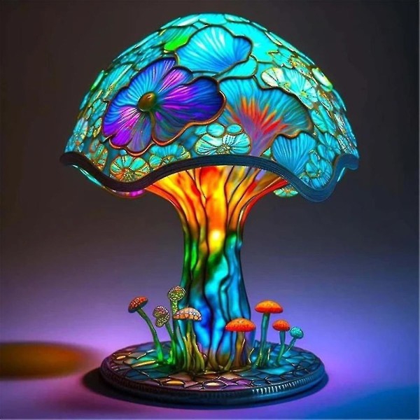 Sjampinjongbordlamper Planteserielampe Nattlys Stained Resin Home Decor [DB] color01