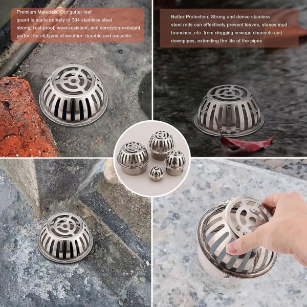 Högkvalitativt avloppsrör filter löv skräp skyddare utomhus avloppsskydd ränna block db 50mm