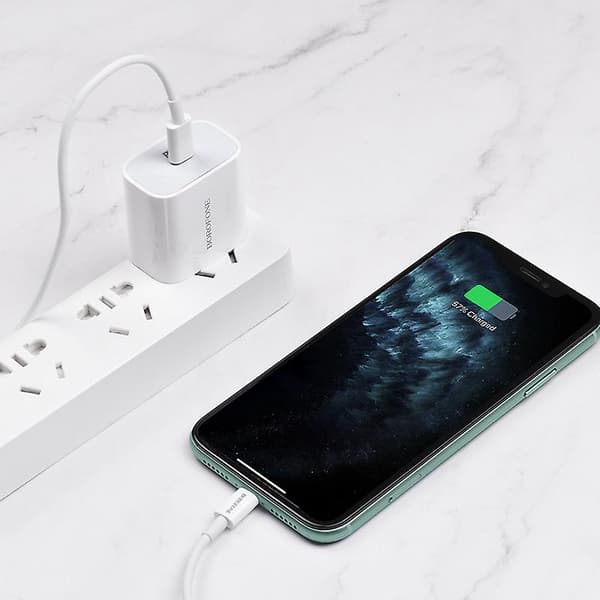 Borofone BA38 Plus PD20W laddare för iPhone 12 US-standard snabbladdningssats [DB]