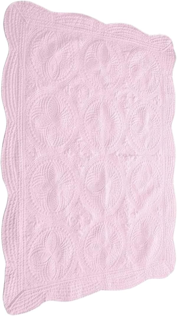 Småbarnsteppe - Preget vattert babyteppe - Maskinvaskbart bærbart småbarnsbarnehageteppe, sammenleggbart svøpeteppe for barnevogn bil [DB] Pink