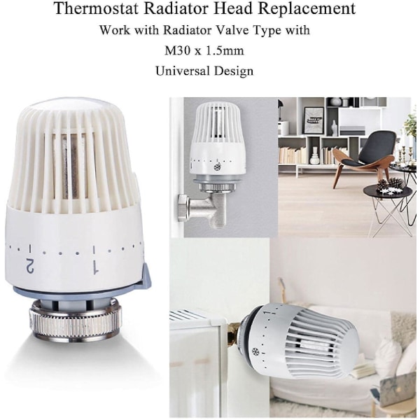 Termostatisk radiatorhoved, Trv radiatortermostathoved M30 X 1.5 radiatorventiludskiftningshoved termostatisk radiatorventilhoved