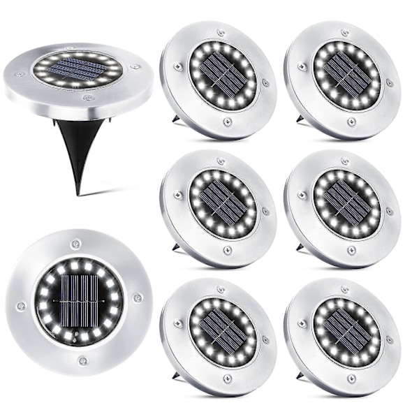16 LED Solarlampor Utomhus - 8 Stycken Solar Spotlight Trädgård Vattentät Stolplampa För Gångväg Stig Uteplats Underjordisk Gård Infälld Gräsmatta db