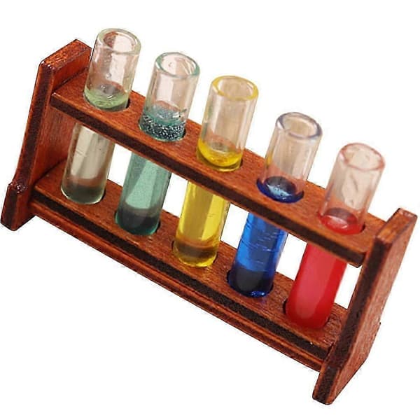 1 set miniatyr-provrör med träställ, miniatyrlaboratorieutrustning[DB]