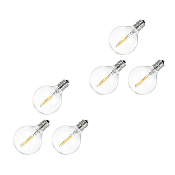 Db 6 stk. G40 LED-erstatningspærer, E12 spiralformet bund, splintfri LED-kuglepærer til solstrenge