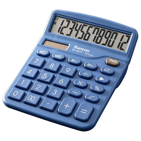 Videnskabelig lommeregner 12 cifre stort display og knapper Klar stort LCD-display Ideel til kontor skole hjem og erhvervsbrug FLYE1720 {Db} Blue Free Size