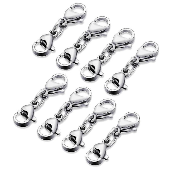 8 st Dubbla Hummerlås Halsband Armband Spänne Koppling Smycken Spännen db Silver
