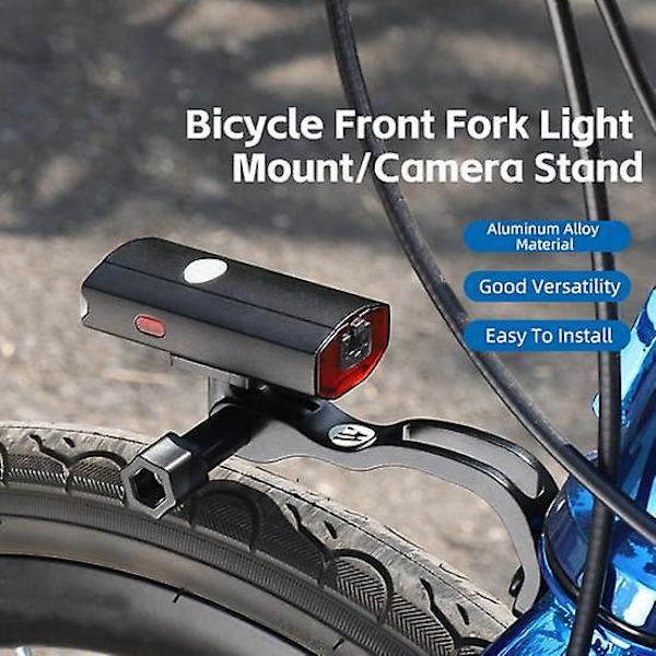1 sett sykkel frontgaffel lysfeste rustfritt høy stabilitet enkel installasjon justerbar lampeholder kamerastativ MTB tilbehør {DB} black