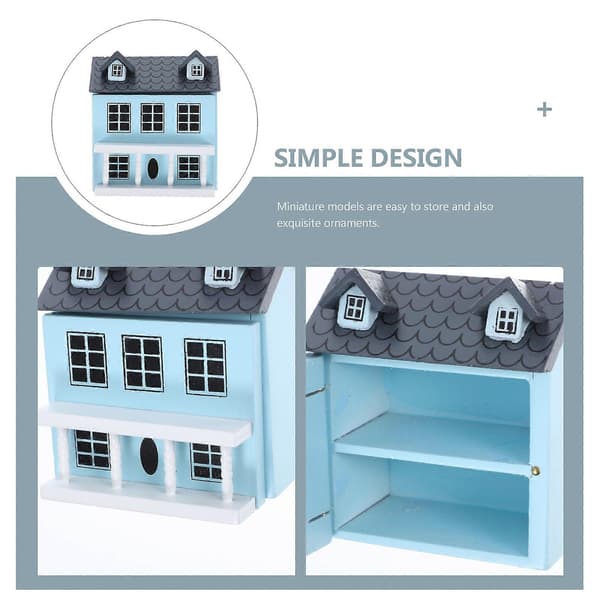 Blå Miniature Hus Dukkehus Møbler til Indretning 1:12 Model Rekvisit[DB]