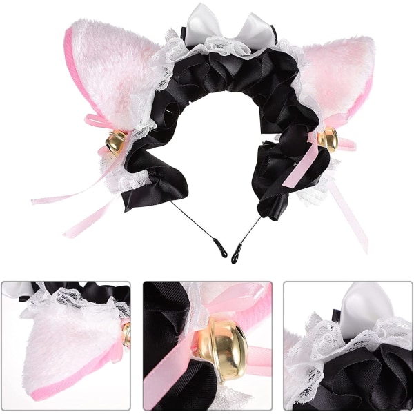 Lolita pannband spets pannband rosett katt öron pannband håraccessoarer söt cosplay pannband söt huvudbonad