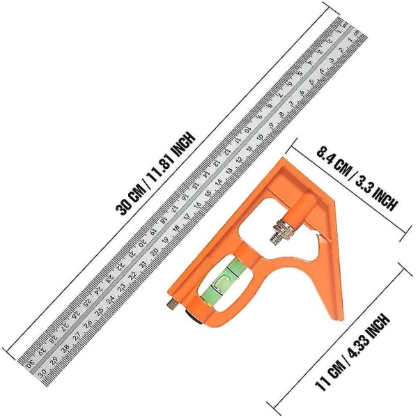 Combination Square 300mm Stainless Steel Combination Angle Ruler Square