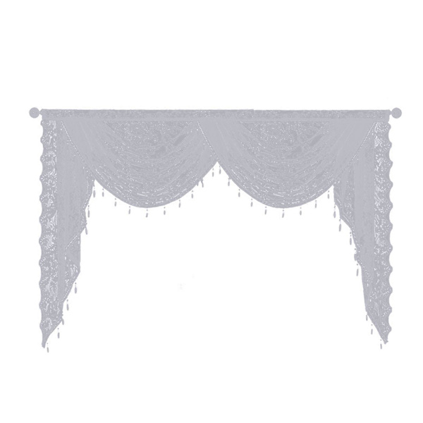 Sort Perlebesat Lace Vandfald Gardinpanel Let og Åndbar Nem Installation Luksuriøs Lille Vindue Halvgennemsigtig Swag Vandfald Gardinpanel Db Grey M