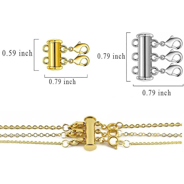 Magneettiset kerrostetut kaulakorun lukot, 4 kpl 2 kokoa liukuva lukko kaulakorun liitin useille kerroksille liukuva putki lukot [DB]