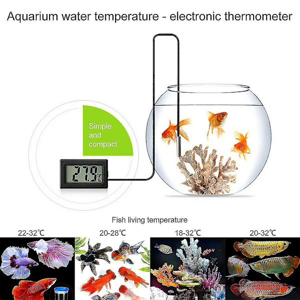 2-5m Mini Termometer Temperatur LCD-display Digital m/ Probe Sort-kabel Værktøj [DB] 2M