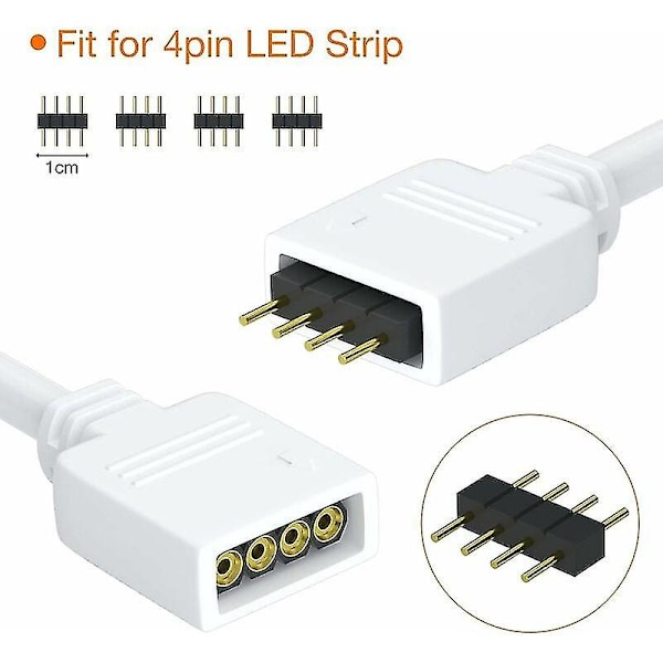 LED Strip Connector Kit, 2 stk. 4-pins LED Strip Splitter 1 til 2 Splitter Kabel 4-pins Connector til RGB LED Strip 5050  Cisea DIY Tilbehør {Db}