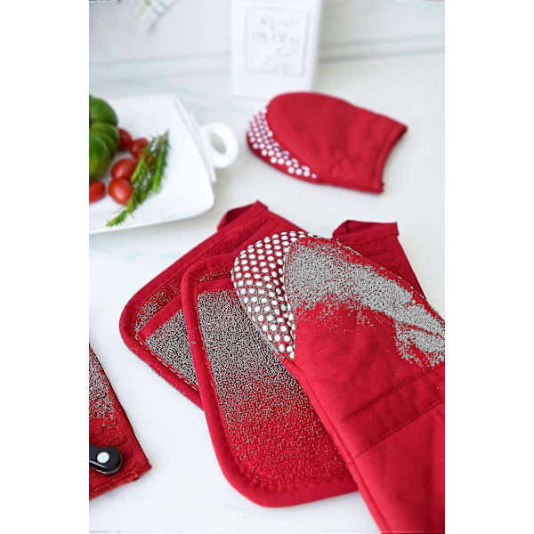100% Bomull Grytlappar i Frotté för Kök, 2-pack, 21,6x21 cm Röd-m.2937 [DB]