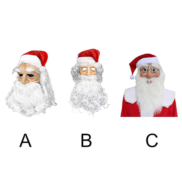 Jultomtemask Vit Skägg Helansiktsmask Rolig Kostymfesthatt Vuxen {Db} Christmas Mask A