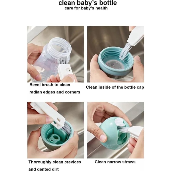 Lille rengøringsbørste-mini multifunktionel sprækkerengøringsbørste, værktøj til rengøring af vandflasker til flaskekop, ammeflaskekop-1 pakke