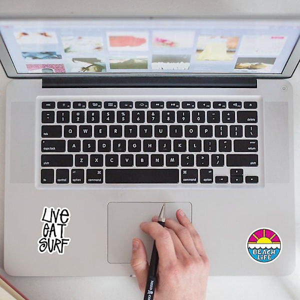 100 stk sommerlige surfe-klistremerker, vinyl vanntett klistremerkepakke, flott for bærbare datamaskiner, Chromebooks, nettbrett