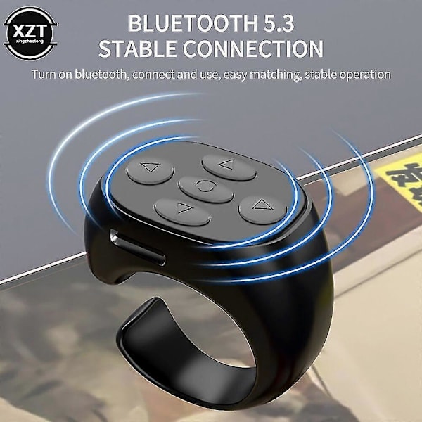 Tiktok Trådløs Bluetooth Fingertip Selfie Controller Tiktok Kort Video Side Vendning Browsing Enhed Mobiltelefon Fjernbetjening Ring [DB] data cable charging