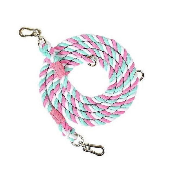 Hundebånd Håndlaget Flettet Tau, 250cm Sterkt Bomullstau Hundebånd Kraftig Bånd for Små Medium Store Hunder Gåturer Trening [Db] Cherry Blossom Powde S 210x1.2cm