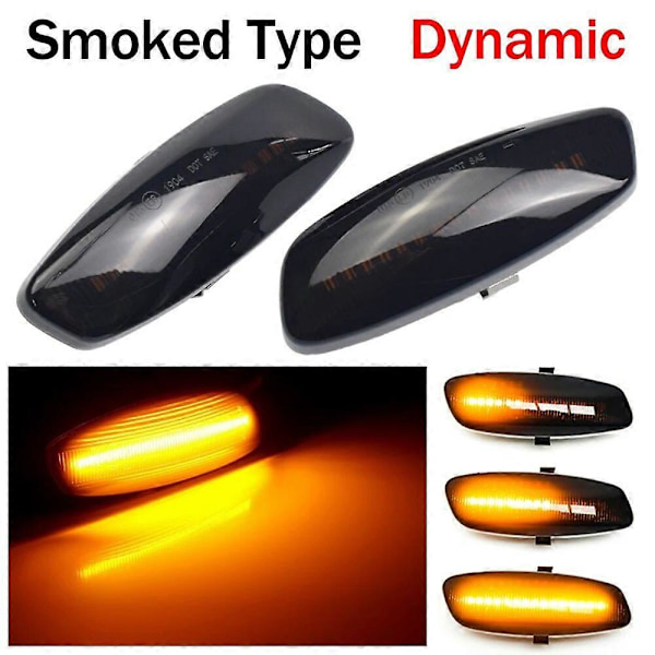 2 st Dynamiska sidomarkeringsljus för bil, Peugeot 207 308 3008 5008 RCZ, sekventiella LED blinkers [db] Dynamic Smoked Type